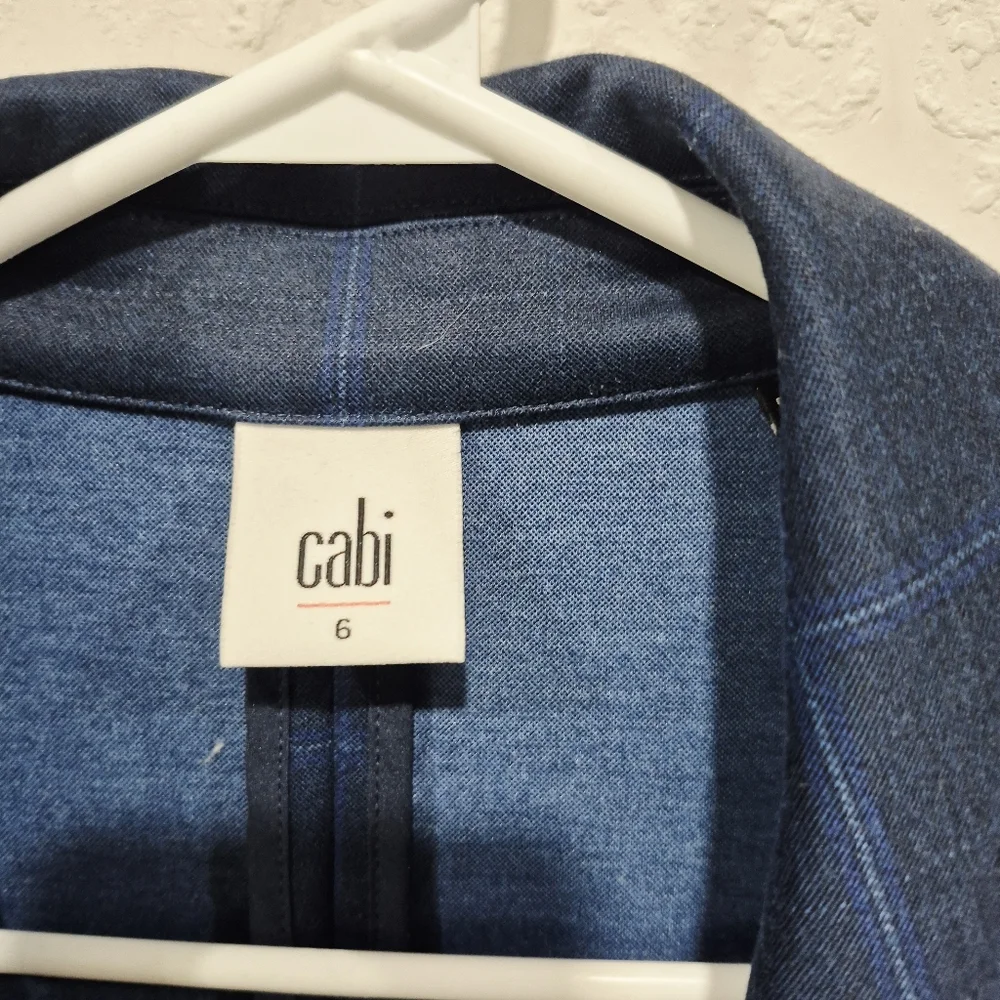 CAbi Sunset Kiss Windowpane Navy Checkered Women's Blazer - Picture 2 of 7